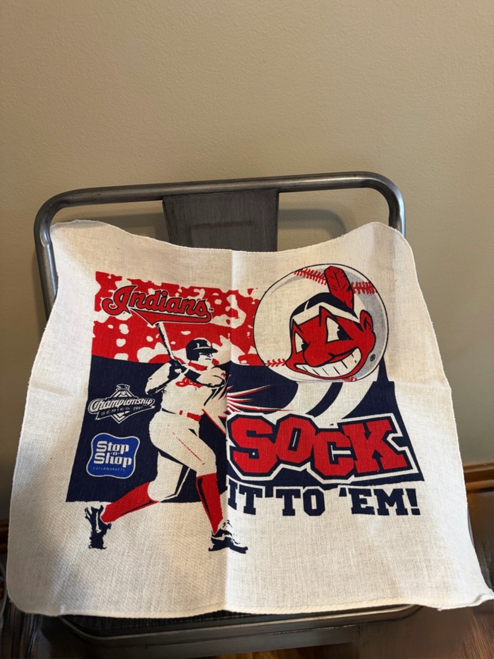 Cleveland Indians 'Sock It To 'Em' Vintage Rally Towel - Red, Navy, White